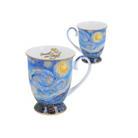 Komplet dwóch kubków w sercu Carmani 280ml - V. van Gogh, Gwiaździsta noc - 2
